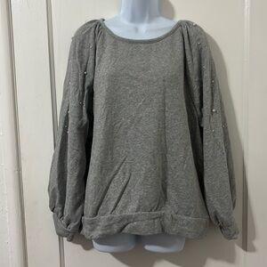 LOFT Women's Pearl Embellished Terry Sweatshirt
